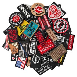 ZESION 20Pcs Random Tactical Morale Patch Bundle, Full Embroidery Tactical Patch Set,Moral Patch Hook and Loop Patch for Caps, Backpacks, Clothes, Vest, Military Uniforms, Tactical Gears Etc