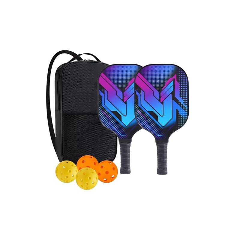 Pickleball Paddles Set, Fiberglass Pickleball Paddles Set of 2, 1