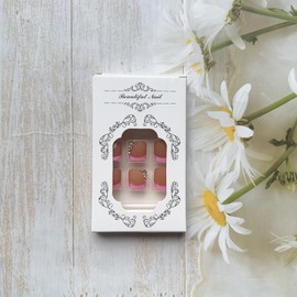 French Tip Press on Nails Toes Short Square Fake Toenails with Rhinestones Designs Full Cover Nude Acrylic Glue on Toenails Pink Nail Tips False Toenails Shiny 3D Diamond Stick on Toenails for Women