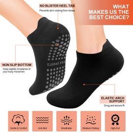 H HOME-MART Pilates Grip Socks Yoga Socks Women's Non-Slip Pilates & Yoga Grip Socks Ideal for Ballet, Dance, Workouts, Hospital Use