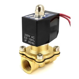 QWORK® Solenoid Valve 220 V, 1/2 Inch, Brass, for Water, Air, Gas, Oil, DN15