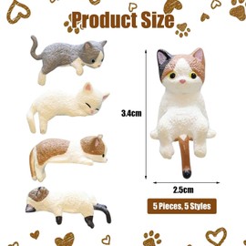 5 Pieces Mini Cat Ornaments, Cute Cartoon Cat Decorations, Small Car Screen Ornaments, Creative Car Decorations, Cute Mini Animal Ornaments