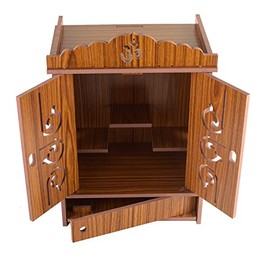 CrazyInk Wooden Readymade Wall Hanging Puja Temple for Home God Stand for Pooja Room Mandir Wood Devghar Stand for Office and Shop Crazyink-455