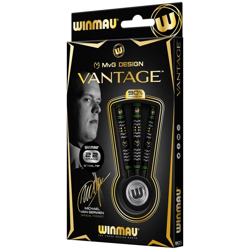 WINMAU Michael Van Gerwen MvG Vantage Tungsten Steeltip Darts Set