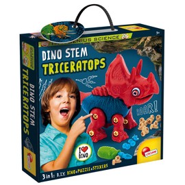 LISCIANI - I'M A GENIUS SCIENCE - Dinosaur to Assemble - Triceratops - Construction Game - Puzzles and Stickers Included - Educational and Science Game - for Children from 5 Years