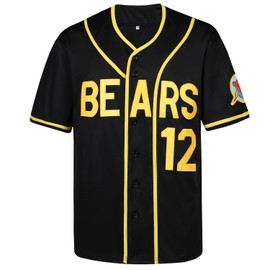 kioken Bad News Bears Jersey, #3 Kelly Leak #12 Tanner Boyle Movie 1976 Chico's Bail Bonds Baseball Jersey S-XXXL (Large,12_Black)