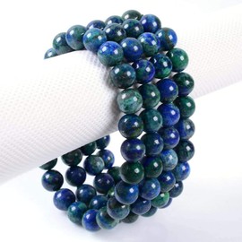 Dyed Lapis Chrysocolla Gemstone 8mm Round Beads Stretch Bracelet 7 Inch Unisex