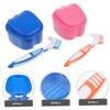 Mikinona Portable Denture Storage Box and Brush Kit with Cover