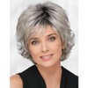 Fluffy Gray Women's Wig with Bangs - Heat-resistant Fiber Natural