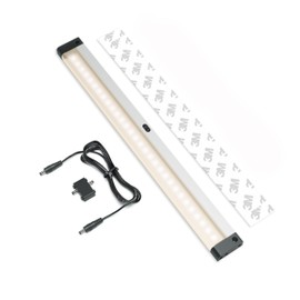 EShine 12 inch LED Dimmable Under Cabinet Lighting Strip with Hand Wave Motion Sensor, Black, with Accessories (No Power Supply Included), Warm White (3000K)