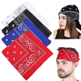 HANIUTTY Pack of 4 Bandana Men Women Headscarf Men Women Summer 55 x 55 cm Silk Scarf Hair Scarf Bandana Neckerchief for Men - as Nicki Scarf, Bandana Head Scarf, Bandana Scarf, 547