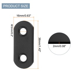 sourcing map 4 Set Flat Repair Plates, 0.63 x 1.42 Inch Stainless Steel Flat Straight Brace Bracket Mending Joining Plates with Screws for Fixing Wooden Furniture Corner, Black