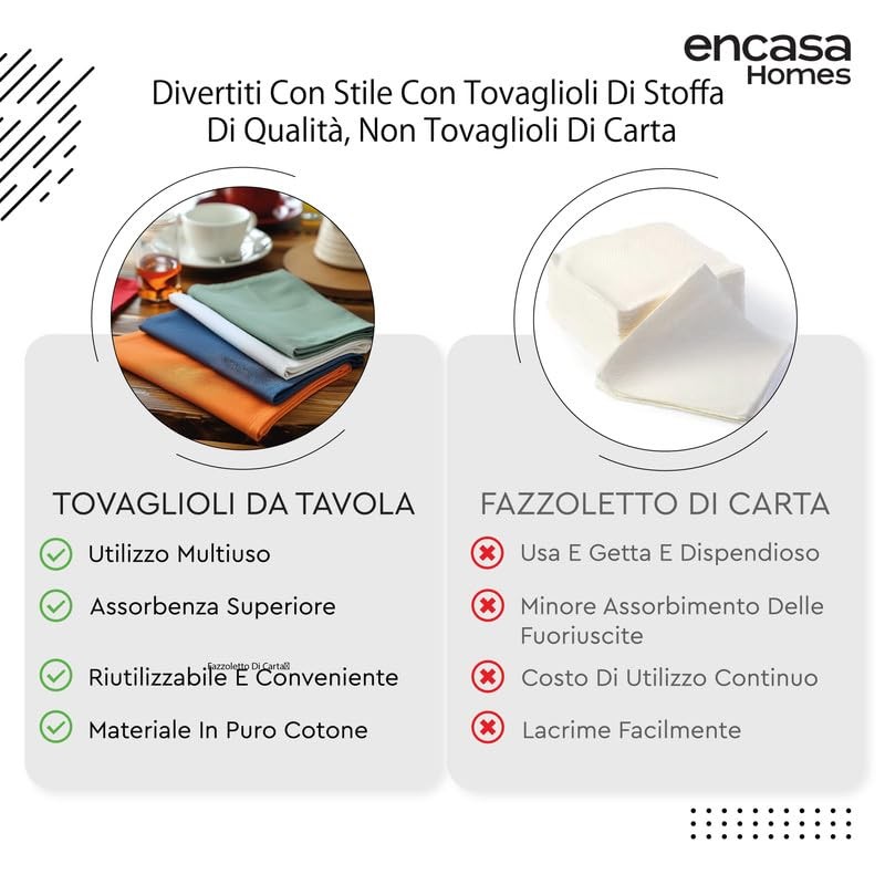 Encasa Cotton Cloth Napkins | Set of 6 | Size