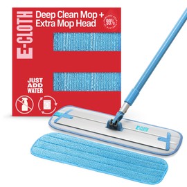 E-Cloth Deep Clean Mop with Extra Mop Replacement Head, Microfiber Mop, Perfect Floor Cleaner for Hardwood, Laminate, Tile and Stone Flooring, Washable and Reusable, 100 Wash Promise,Blue / Silver