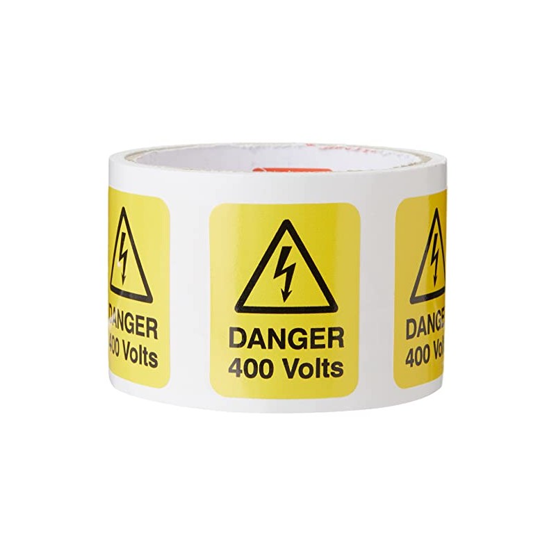 Caledonia Signs 59788 Danger 400 Volts Label, 40 mm x