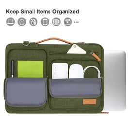 MOSISO 360 Protective Laptop Shoulder Bag,13-13.3 inch Computer Bag Compatible with MacBook, HP, Dell, Lenovo, Asus Notebook,Side Open Messenger Bag with 4 Zipper Pockets&Handle, Olive Green