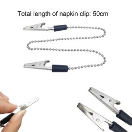 MZMing Pack of 3 50 cm Grain Chain Napkin Clips Towel Apron Bib Metal Napkin Clip Chain - Silver Flexible Napkin Holder Napkin Lanyard Collar for Elderly Adults Children