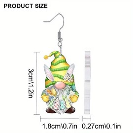 St. Patrick's Day Earrings Set Gnome Earrings for Women Cute Cartoon Easter Rabbit Flower Bunny Dwarf Acrylic Drop Dangle Earrings Green Lucky Clover Hook Earrings Holiday Party Jewelry-Set 2