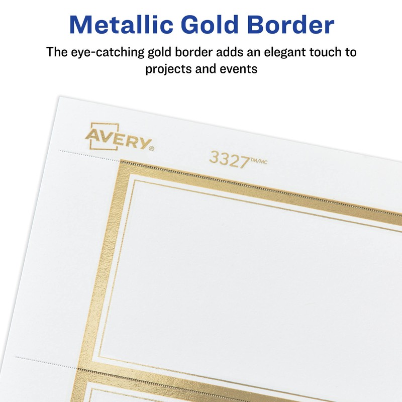 Avery Postcards with Metallic Gold Borders, 3-15/16" x 5-3/16", 40