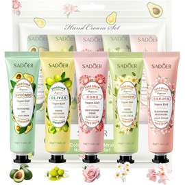 5 Pack Hand Cream Gift Set,Moisturizing Hand Care Cream for Dry Cracked Hands,Mini Hand Cream Friendly to all skin,Gifts for Women (Flower)