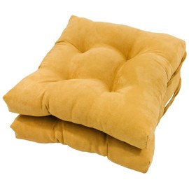 Comfy Square Shape Dining Chair Cushion ,Set of 2 Lounge Cushion ,:16'' W x 16'' D| Plush Thick Padded Seat Button Tufted,Easy-to-Use Ties for Attachment, Water & UV-Resistant Lemon Yellow Shade