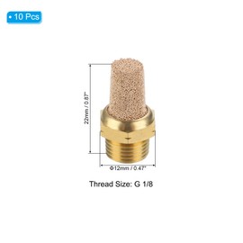 PATIKIL Pneumatic Muffler G 1/8 10 Pack Sintered Bronze Brass Air Compressor Exhaust Muffler Filter Air Solenoid Valve Muffler Fitting for Automated Pneumatic Equipment Gorden
