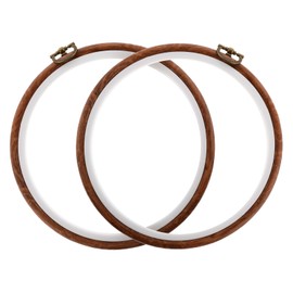 2 Pack Cross Stitch Hoop Imitated Wood Embroidery Frame Embroidery Hoops 6 Inch Round Plastic Embroidery Hoop for Art Craft Sewing and Hanging Ornaments Decor