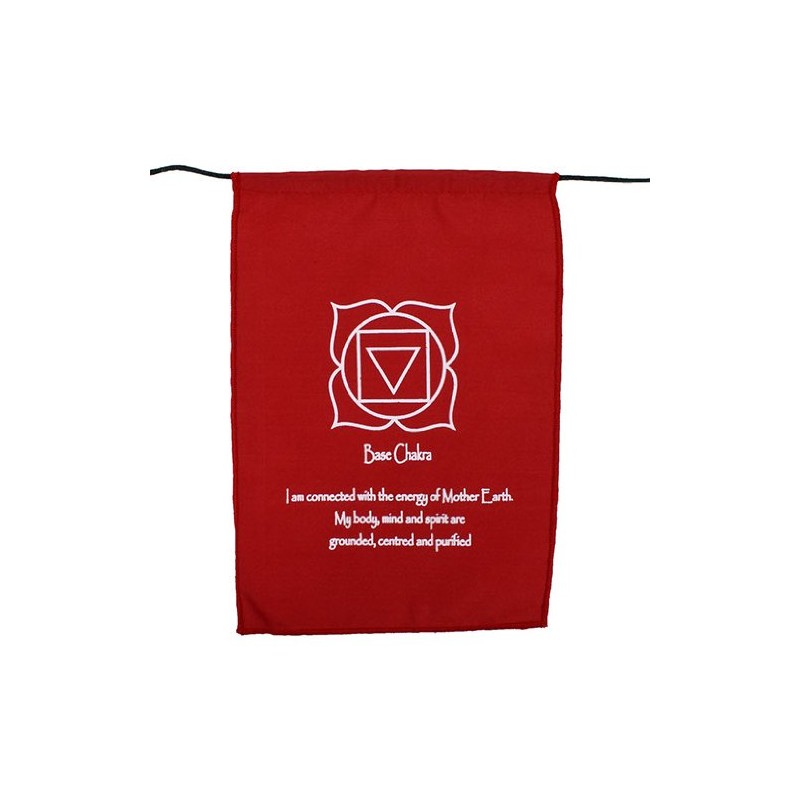 Bunting, flags & batiks regenbogenfarbenes chakra symbol und mantra bestätigungs