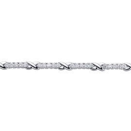 Jewelco London Ladies Sterling Silver Cubic Zirconia Infinity Kisses Tennis Bracelet 5mm 7.5 inch