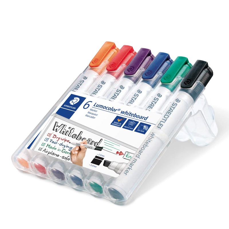 Staedtler 351 B WP6 Lumocolor Whiteboard Markers Square, Set of