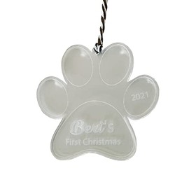 stika.co Pet's First Christmas Ornament, Kugel, durchsichtiges Acryl, Weihnachtsdekoration, Haustier-Andenken aktiv