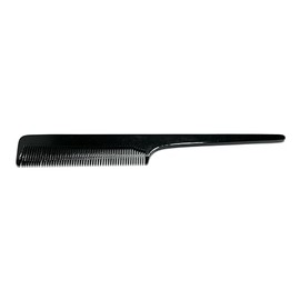 Swedish Crown Stem Comb Curl Comb 20 cm Handmade Sawn Cellulose Acetate Black Uniform Normal Teeth for Detangling (601 CA)