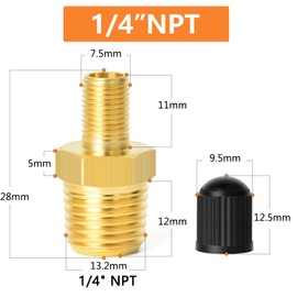 Kimlonton 4 Pcs Tire Air Valve, US Type Valve, Automotive Vacuum Tire 1/4, NPT Tire Air Compressor, Brass Wheel Fill Valve