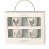 Vintage Hens Set Of 4 (White) Egg Cup Pails
