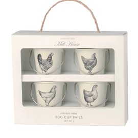 Vintage Hens Set Of 4 (White) Egg Cup Pails
