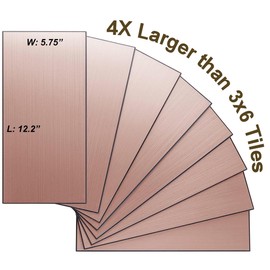 AULIGET 2-Piece Copper Peel and Stick Backsplash Metal Tile, 6" x 12" Stick on Tiles for Backsplash Kitchen, Bathroom, Laundry Room, Camper, Fireplace