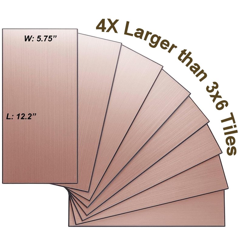 AULIGET 2-Piece Copper Peel and Stick Backsplash Metal Tile, 6"