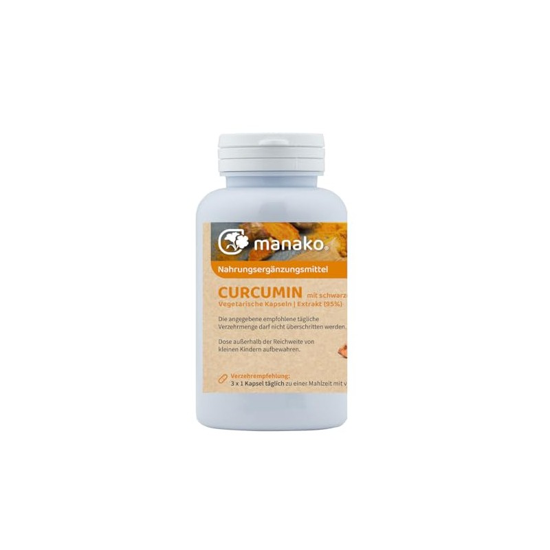 manako Curcumin Bioperine 120 Vegetarian Capsules (66g)