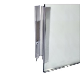 Gordon Glass® Clear Polycarbonate Jamb Strike and Door U-Channel with Vinyl Insert and Magnet for 3/16" and 1/4" Frameless Shower Door - 73" Long