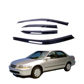 Fits Honda Accord 1998 1999 2000 2001 2002 Acrylic 2 mm Thick Safe Smoke Window Visor Set - Sun, Rain, and Vent Protection, 4-Piece Tape-On Window Deflector Guard Kit