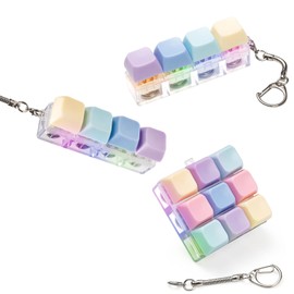 3 Pcs Keyboard Fidget Toy for Adults Fidgets Clicker Toys with LED Lights Keyboard Keychain Stress Relief for Anxiety Decompression (Colorful)