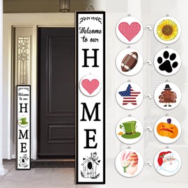 Nialnant St Patricks Day Welcome Home Sign for Front Porch Standing, Interchangeable Rustic Wooden Outdoor Porch Welcome Signs for New Home Standing Front Porch Door Wall Decorations - White