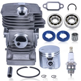Hyceker MS291 MS271 Cylinder Piston Kit for Stihl MS 291 Chainsaw, 47mm Big Bore Top End Kit for Stihl MS 271 Farm Boss Chainsaw Parts with Crankshaft Ball Bearings Seals, 1141-020-1206 (Round Intake)