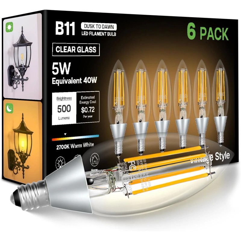 Dusk to Dawn Outdoor LED Light Bulb 5W Equivalent 40W