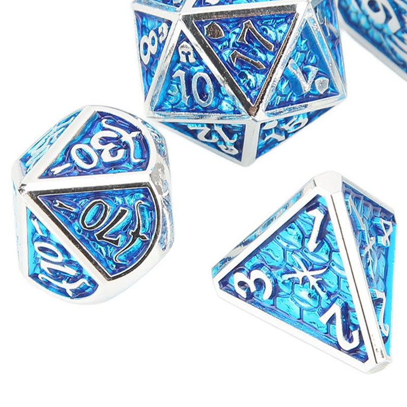 7pcs Polyhedral Dice Set Portable Exquisite Funny Metal Dice Table
