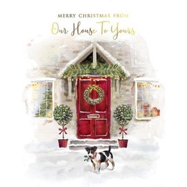 Piccadilly Greetings Traditional Christmas Card, Our House To Yours, Front door - 8 x 6 inches
