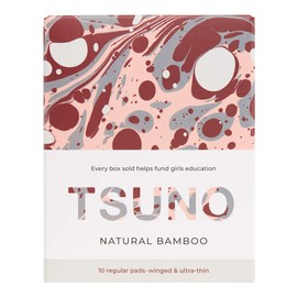 Tsuno Natural Bamboo Winged and Ultra Thin 10 Regular Pads, Multicolour