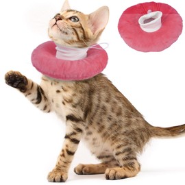 Cat Cones to Stop Licking, Adjustable Neck Soft Elizabethan Collar After Surgery, Comfortable & Lightweight Cute Kitten Donut Collar for Head/Foot Wounds Recovery, Pink Small