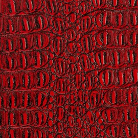 Alligator Fabric, Soft Textured Crocodile Vinyl Faux Leather, Gator Skin Embossed Upholstery DIY Craft and Clips Pleather Sheets – Individual 1 Yard Cut 36”x54” (Red/Black Print)