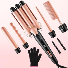 BonBloom's 5 in 1 Curling Iron, Curling Iron Set with Interchangeable Ceramic Barrels (0.35"-1.25"),Instant Heat Up,Dual Voltage Hair Curler, Women Gifts,Christmas Gifts